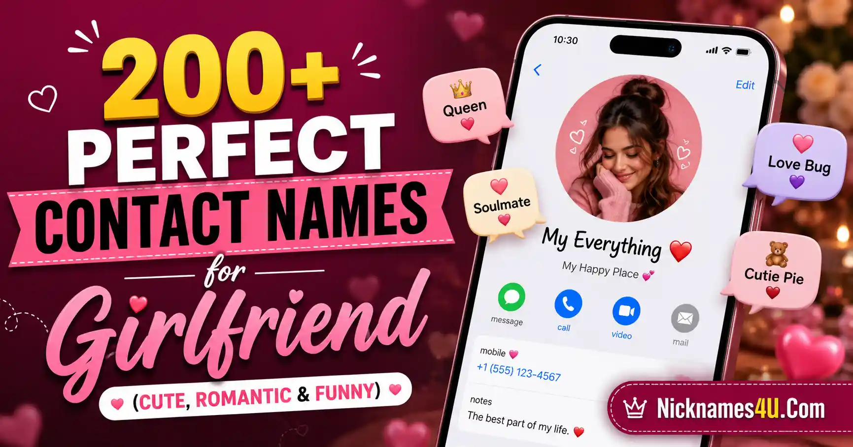 200+ Perfect Contact Names for Girlfriend (Cute, Romantic & Funny)